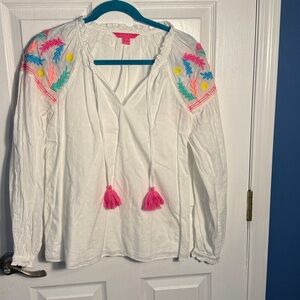Lilly Pulitzer Florentina Embroidered Poplin Top Size S